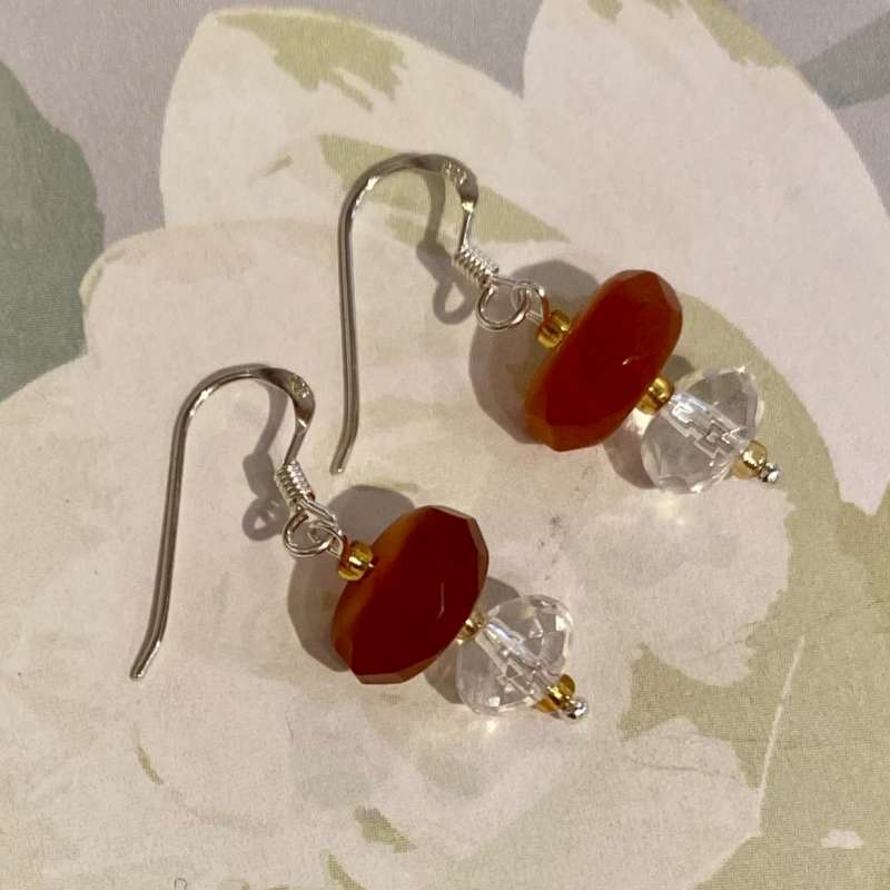 Red Agate Quartz Drop Earrings