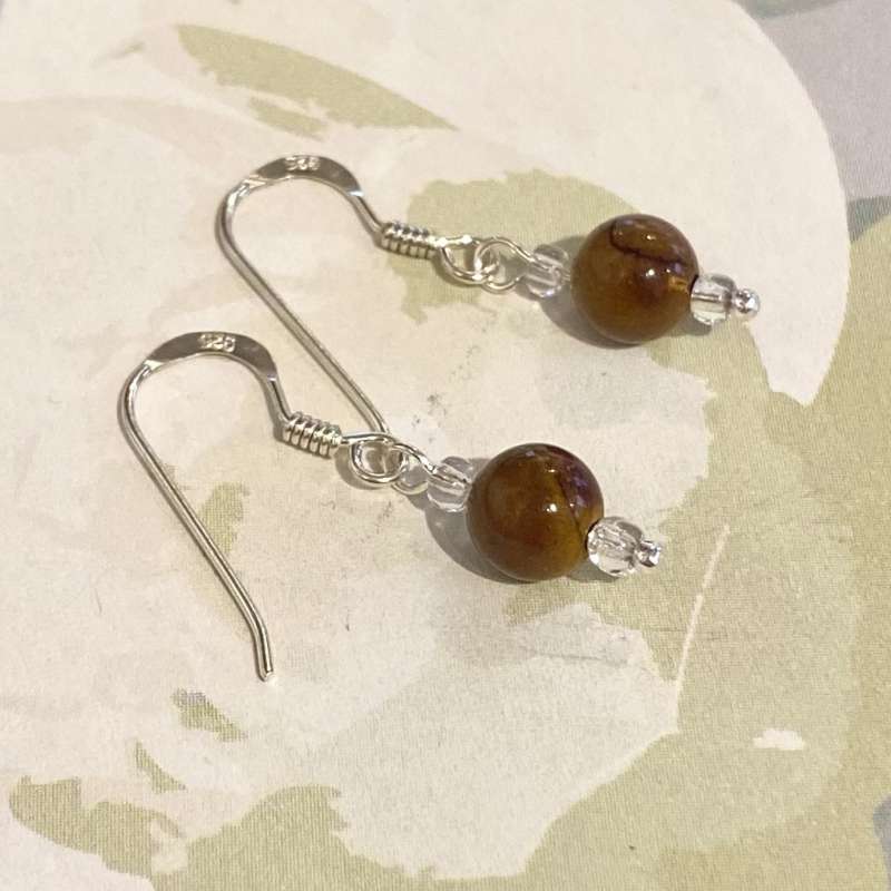 Mookite and Crackled Quartz Drop Earrings