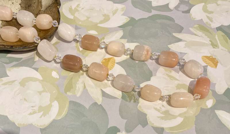 Peach Aventurine and Clear Quartz Necklace