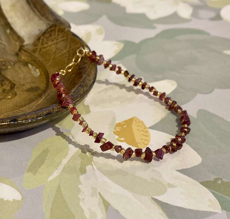 Red Spinel Chip Bracelet