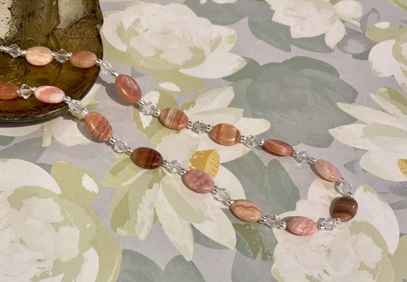 Red Arganite (Pink) and Clear Quartz Necklace