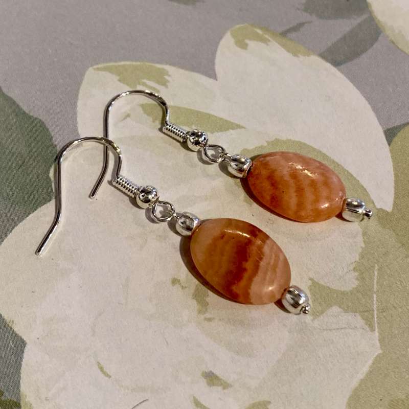 Red Arganite (Pink) and Clear Quartz  Drop Earrings
