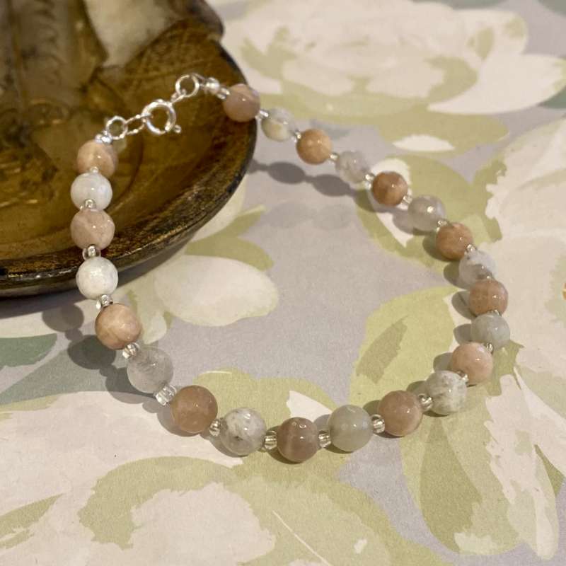 Pink and White Moonstone Bracelet