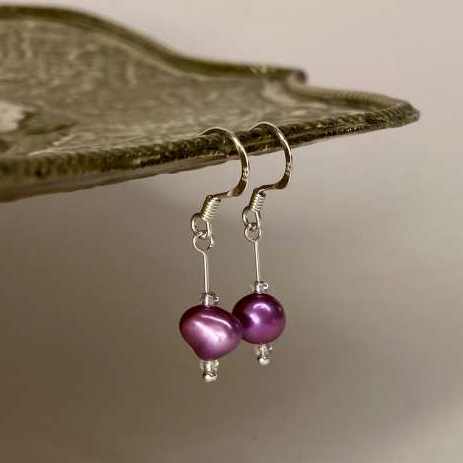 Pink Cultured Pearl Drop Earrings