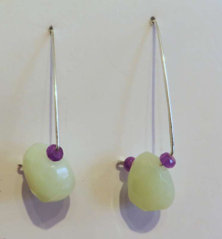 Amethyst and jade earrings